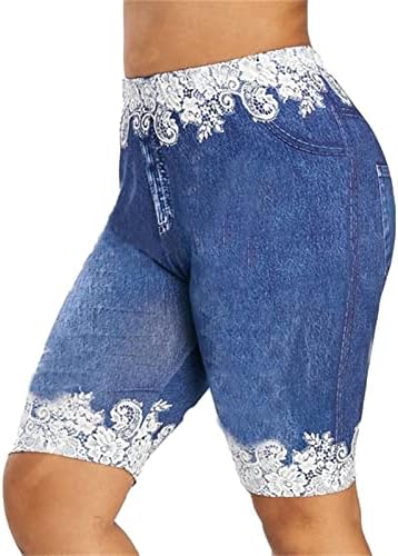 Jean tajice za žene leptir štampane traper hlače za jogu visokog struka Plus veličina Stretch