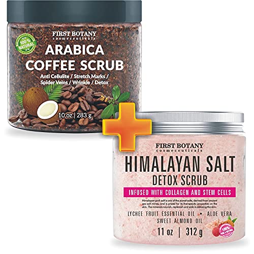 Piling za tijelo od himalajske soli sa kolagenom i matičnim ćelijama 11 oz + prirodni piling od kafe Arabica