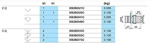 Ganyuu XB2-BD21 XB2-BD33 2/3 Pozicije 1N0 / 1NC & 1no / 2no zasuiranje samo-zaključavanja / trenutna prekidača gumba