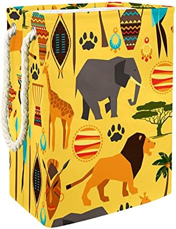 Vodootporna košarica rublja Veliki slomljivi rublje rublja sa ručkom 4 odvojiva šipka, Afrika Šumska životinjska slonova žirafa za odlaganje spavaće sobe za odjeću, igračke