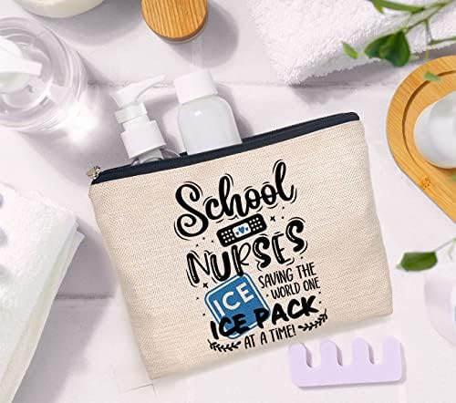 Iwxyi Funny Schoocs Kozmetička torba za žene, pozitivna školska medicinska sestra kancelarijske torbe za šminku torbe za šminku zatvarači za toalet toaletni pokloni za žensku školsku sestru, školska medicinska sestra poklon poklon