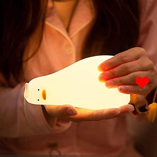 DEIOVR slatka ležeća patka noćna lampa, 3 nivoa svjetline silikonska laž ravna patka svjetlo kontrola dodira,