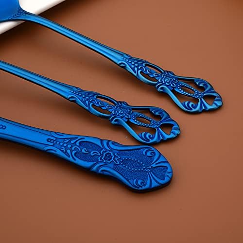snplowum elegantni Set plavog srebrnog posuđa sa noževima za odreske 30 komada kompleta posuđa za