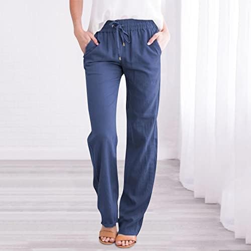 DSODAN elastične salonske pantalone sa džepovima Žene Ležerne prilike Comfy hlače Čvrsta ravnoteža za noge