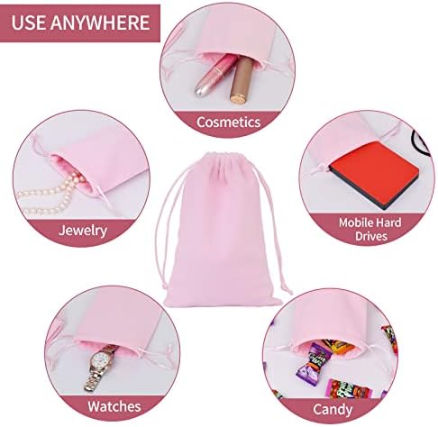 CNaiyunpin 10 kom poklon torbe od ružičastog baršuna, torbe od 4,1 x 6,5 inča torbe za nakit za božićno