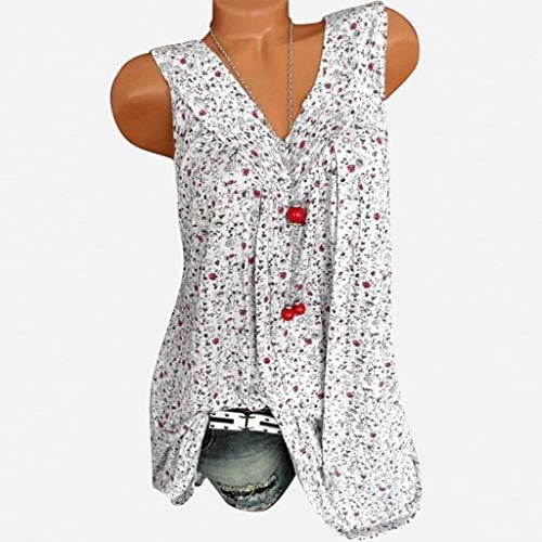 Wenini majice za treniranje atletske joge bez rukava sa V izrezom za žene ljetne slatke cvjetne štampane labave