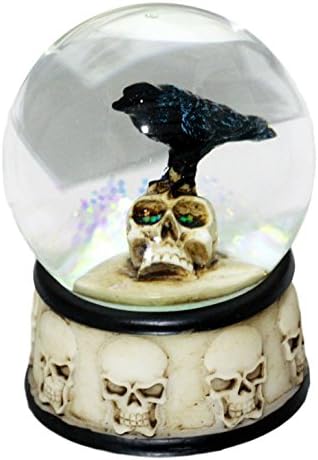 Poklon EBROS mali dan mrtvog Edgara Allan Poe učvršćuje gavran na divovskoj lubanju sjajni vodeni globus