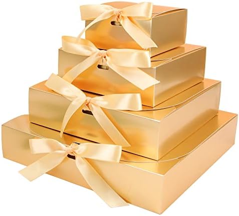Szychen Zlatna poklon kutija, sa mašnama i vrpcama, koristi se za rođendanske poklone, pakovanje rukotvorina i prenosive kartone za praznične zabave i mjesta vjenčanja.