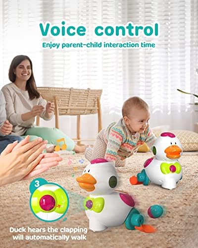 Auby Dancing duck Toy za malu djecu 2-3, muzičke igračke sa svjetlom pod kontrolom glasa, 3 Mod pokretne