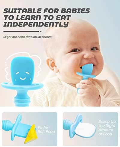 2 kom Baby Spoons Self hranjenje 6 mjeseci, silikonske Baby Spoons prvoj fazi i beba viljuška, mališani pribor za bebu Led odvikavanje sa 1 slučaj