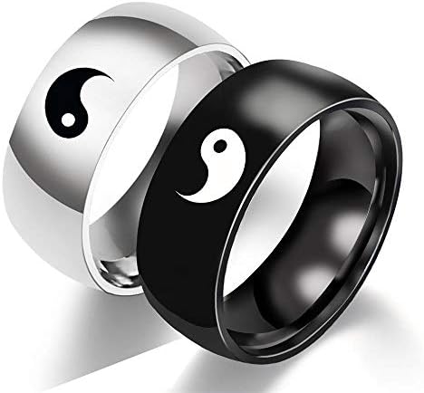 Šareni BLING Yin Yang odgovarajući prsten Tai Chi Balance prsten od nerđajućeg čelika prijateljstvo
