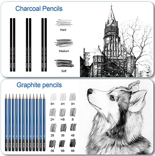 H & B Sketch Pad i olovka 100 kom. Olovke za skiciranje s crtežom za crtanje crteža za odrasle sa akvarelnim