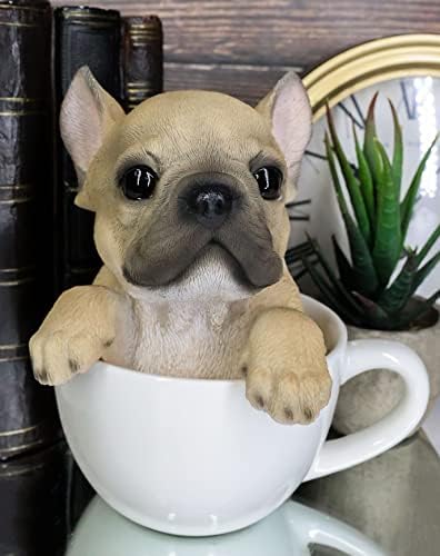 Poklon EBROS Realističan francuski buldog pas štenad teacup štene u bijelom čajnu čaj figurice