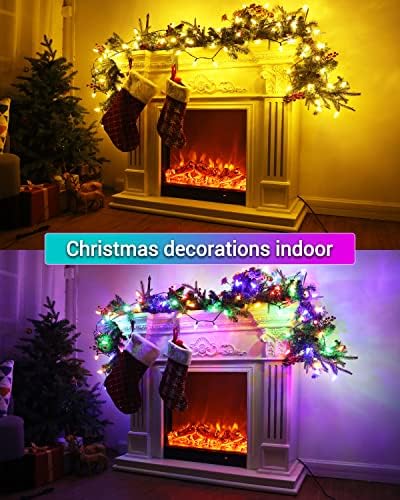 Flacchi promjena boje Božićna svjetla, 49ft 100 LED C6 Božićna svjetla na otvorenom, Spojiva svjetla za božićno drvo na daljinsko upravljanje za Božićne dekoracije za zabavu, topla bijela & višebojna