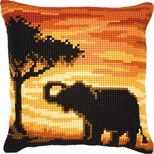 Vervaco 1200/730 platno Sunset Elephant jastuk Prednji komplet za šavove 40cm