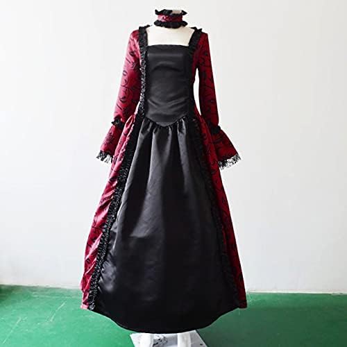 Ženske gotičke ljuljačke haljine Turtleneck Srednjovjekovna renesansna haljina za sudsku haljinu Vintage čipkasta