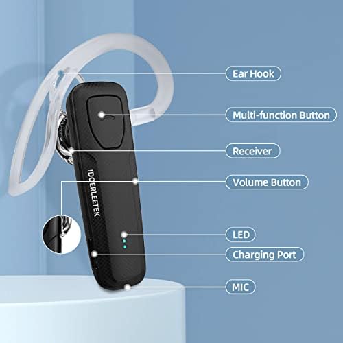 Idoerleetek Bluetooth slušalica, S30 Bluetooth slušalica Bežični handsfree v5.1 Ultralight s mikrofonom 16 sati Vozačine slušalice Kompatibilne sa iPhone Android mobitelom za laptop tablete - crna