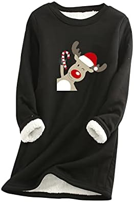 IIOUS Božićne dukseve Žene mekano udobno lepršavo termičko donje rublje Top CrewNeck pulover