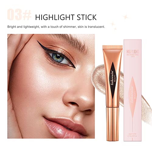 Tečni Highlighter Stick, višenamjenski tečni highlighter stick šminka za obraze lica, svilenkasti