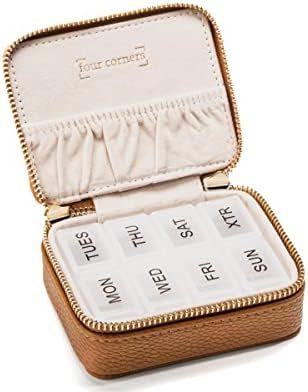 Putna torbica za pilule - sedmični Organizator pilula - kutija za pilule za putovanja - uklonjiva sedmodnevna torbica za lijekove - veganska kožna torbica - Organizator lijekova, Organizator putnih pilula, držač pilula, Organizator malih pilula