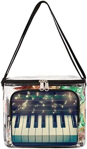 Vintage Mucis Note Piano Clear Bag Stadium odobrena torba sa ručkama prozirna torba preko ramena sa podesivim remenom Clear za Van,putovanja,piknik, koncerte, sportske događaje