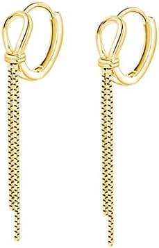 SLUYNZ 925 Srebrne naušnice s obručem resica za žene tinejdžerke lanac Dangle hoop naušnice