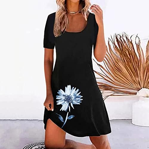 Haljina tunike sa škipama za žene Ljetne casual majice haljine kratki rukav jednostavno tiskane plaže kratka haljina