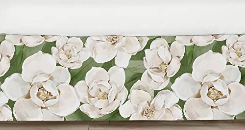 Sweet Jojo Dizajn Sage Green Boho cvijet cvjetna djevojka krevetić od suknje za prašinu ruširska posteljina za vrtić od bjelokosti shabby chic boemska akvarel vrtna vrtna borba priroda moderna bež taupe magnolia