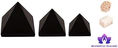 Čvrsta crna nuimite piramida feng shui duhovni reiki prirodna kamena Crystal terapija vjera ljekovita energija naplaćena piramida 3 inča sa ružom pustinjskim selenite / kocke selenite - blessfull