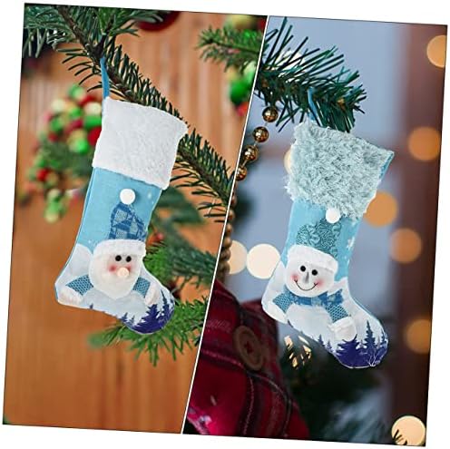 Toyvian 2pcs božićni ukrasi torbe Božićne čarape Postavljene torbe Tkane čarape Sky-plave velike