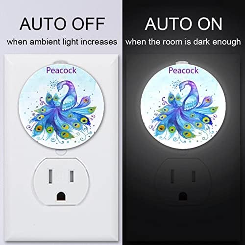 2 paket Plug-in Nightlight LED noćno svjetlo sa senzorom sumraka do zore za dječiju sobu, rasadnik, kuhinju, hodnik prelijepi paun