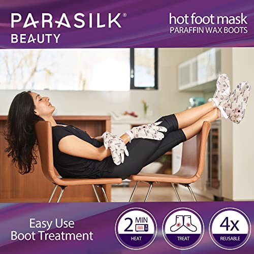 Parasilk Beauty vruća maska za stopala-1 par samostalnih parafinskih voštanih čizama za intenzivnu hidrataciju. Infuzirano sa kokosovim uljem, arganovim uljem, Marulinim uljem i vitaminom E. jedna veličina odgovara većini
