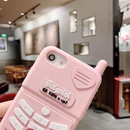 wifantien 3d Retro futrola za telefon za iPhone SE 2020/iPhone 6 6S 7 8 4.7, 3d Cartoon Cute Kawaii Lovely Pink Retro telefon oblik deca tinejdžeri devojke žene meka silikonska torbica za iPhone SE 2020 Retro telefon