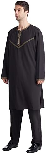 Muški odijelo za muškarce Ležerne prilike s srednjim gumbom niz džep muslimanske robe Dva komada