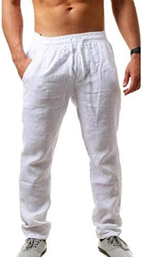 Vickyleb elastične čvrste pamučne posteljine muške hlače u boji Loose prozračne hlače casual pantalone treniraju duksere žene