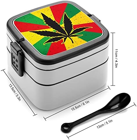 List korova na rastafarijskoj zastavi Dvostruki sloj Bento kutija za ručak kutije za obrok za rad izlet izletišta