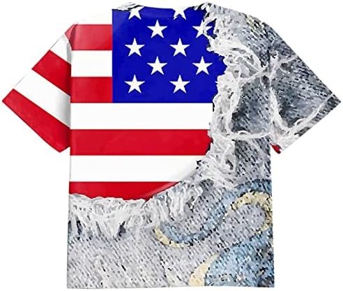 Ruiruilico Patriotske majice za muškarce Amerika Zastava Ljetni casual kratkih rukava FILM FIT grafički otisci bluza