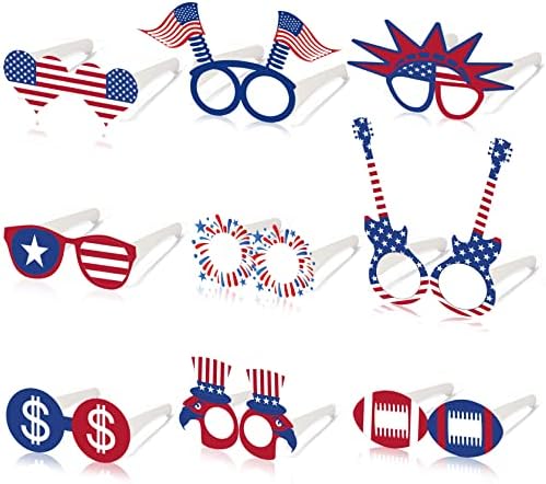 Oarkive 9pcs Američka zastava Sjedinjene Američke Države Patriotske zabave Sunčane naočale maske