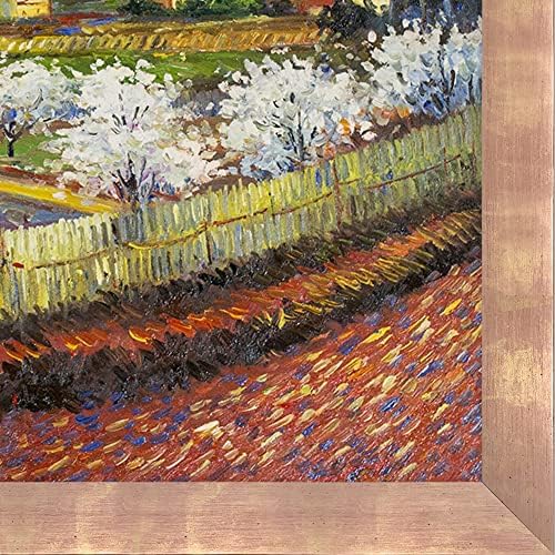 La pastiche Peach Trees in Blossom with Blushing Rose Gold Frame, 23x 27