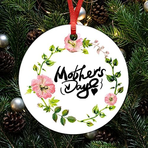 Dan majki Ružičasti vijenac za cvijeće Keramika Viseći ukrasi Mothers Day Day Poklon okrugli dekor Viseći ukrasi za odmor Dekor