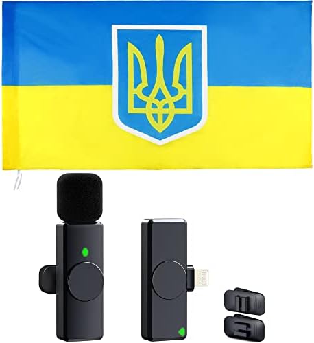 Wireless Lavalier mikrofon & amp; Ukrajina zastavu 3X5 Ft, Plug Play Clip na košulju rever za