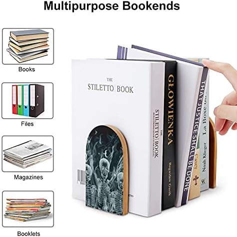 Smoke Skeleton Skull Book završava za police drveni držač držača za knjige za teške knjige razdjelnik moderni dekorativni 1 par