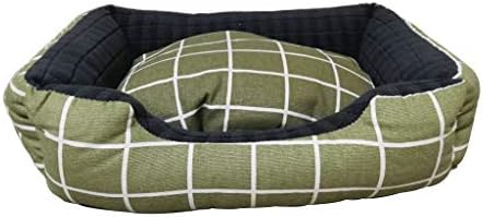 Mmawn zeleni rešetki ortopedski krevet za pse, ekstra udobni jastuk od pamučnog obloženog jastuka