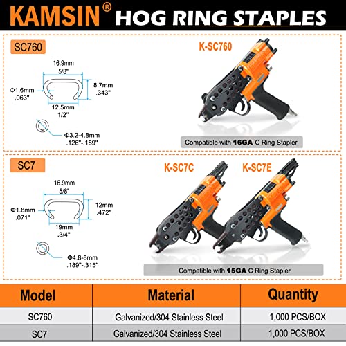 Kimsing SC7 150 Mjerač 304 nehrđajući čelik 3/4-inčni krunski prstenovi C Prstenovi spajalice za prsten od svinja 1,000 / paket)