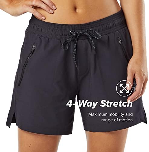 Korsa Challenge 5 Atletska kratke hlače za žene sa džepovima | Lagana i vlaga koja se vrti za trčanje, joga, teretana | mala, crna