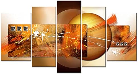 Novup veliki apstraktna narandžasta zidna Umjetnost, 5 komada Moderna slika platno Print - savremena