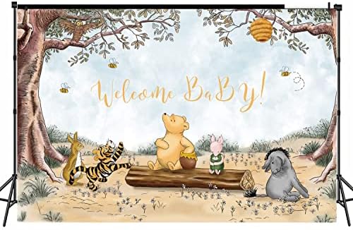 Klasični Winnie Bear Backdrop Welcome Baby dizajn fotografija pozadina Pooh Baby tuš potrepštine 60 x 40
