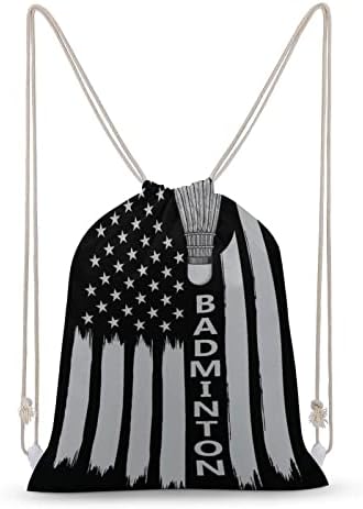 Badminton sa američkom zastavom vezica ruksak Platnena torba za štampanje Sportska vreća teretana Sackpack