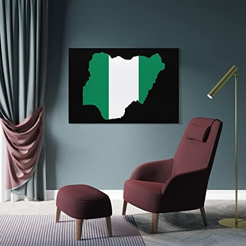 Nigerija Zastava karta Canvas Wall Art viseća slika zidni dekor za kupatilo dnevni boravak spavaća soba uredska
