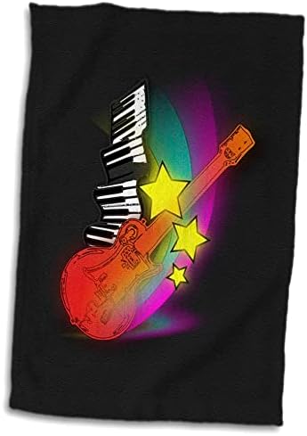 3Droza Floreni - Muzika - Print neonske gitare i tastature na crno - ručnici